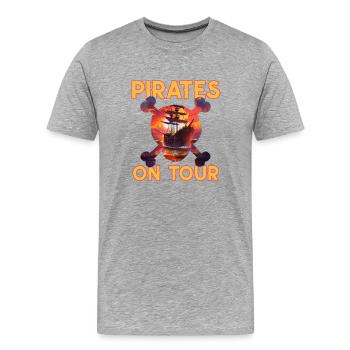 Piraten auf Tour - Piratenschiff - Männer Premium Bio T-Shirt - Grau meliert - Vorne - Damien (186cm)