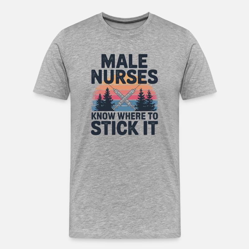 Stolz auf den Pflegeberuf - Männer Premium Bio T-Shirt - Grau meliert