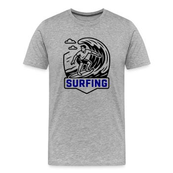 Surfeur symbole surfeur - T-shirt bio Premium Homme - gris chiné - Devant - Damien (186cm)