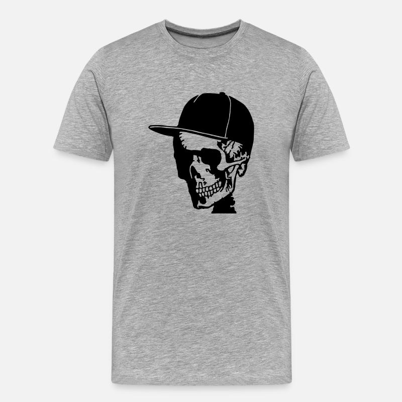 skull with cappy - Männer Premium Bio T-Shirt - Grau meliert