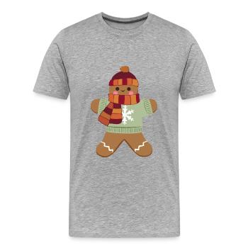 Lebkuchenmann - Männer Premium Bio T-Shirt - Grau meliert - Vorne - Damien (186cm)