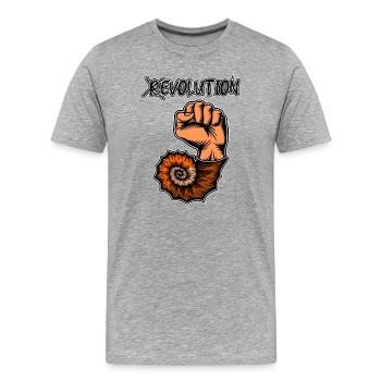 Viva la Evolution! Revolution Prähistorisch Fossil - Männer Premium Bio T-Shirt - Grau meliert - Vorne - Damien (186cm)