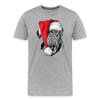 Santa Bordeauxdogge Weihnachten Hunde Wilsigns - Männer Premium Bio T-Shirt - Grau meliert - Vorne - Damien (186cm)