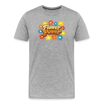 Flower Power Rétro - T-shirt bio Premium Homme - gris chiné - Devant - Damien (186cm)