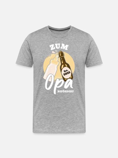 Zum Opa Befördert 2025 - Männer Premium Bio T-Shirt - Grau meliert