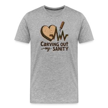 Holzarbeit Woodworking Carving out my Sanity - Männer Premium Bio T-Shirt - Grau meliert - Vorne - Damien (186cm)