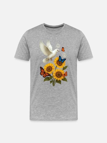 Weiße Taube - Männer Premium Bio T-Shirt - Grau meliert