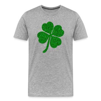 vierblättriges Kleeblatt Glücksklee Glücksbringer - Männer Premium Bio T-Shirt - Grau meliert - Vorne - Damien (186cm)