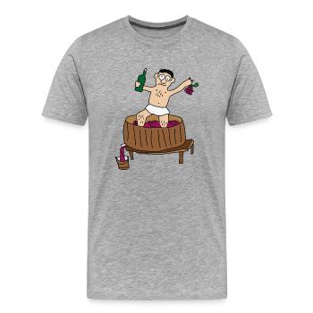 Wein | Weinlese Weinernte Weintrinker Rotwein Fass - Männer Premium Bio T-Shirt - Grau meliert - Vorne - Damien (186cm)
