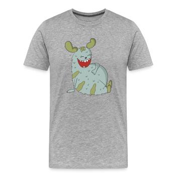 Monstres rieurs - T-shirt bio Premium Homme - gris chiné - Devant - Damien (186cm)