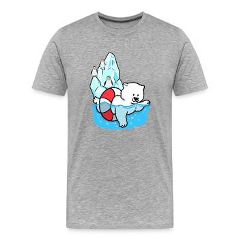 Eisbär Eisbären Arktis Wildtiere Klima Pinguin - Männer Premium Bio T-Shirt - Grau meliert - Vorne - Damien (186cm)