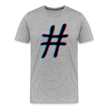 3D Effekt Hashtag - Männer Premium Bio T-Shirt - Grau meliert - Vorne - Damien (186cm)