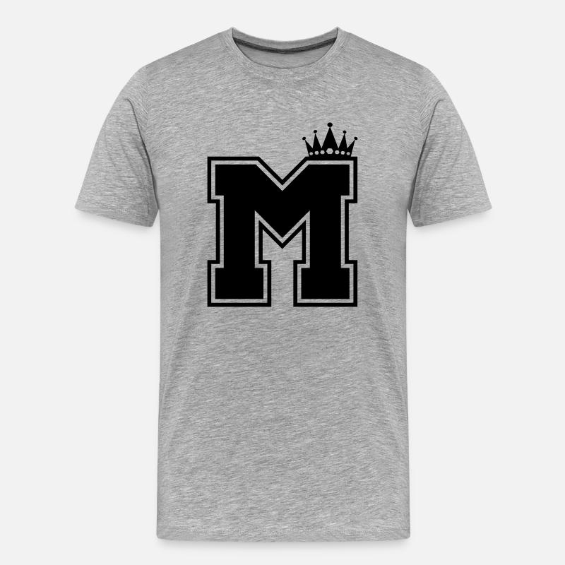 buchstabe M Krone - Männer Premium Bio T-Shirt - Grau meliert