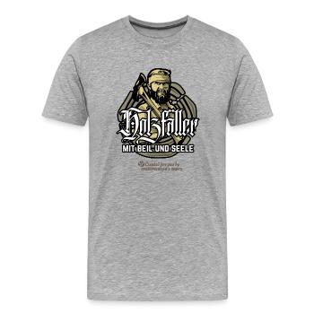 Holzfäller mit Beil und Seele - Männer Premium Bio T-Shirt - Grau meliert - Vorne - Damien (186cm)