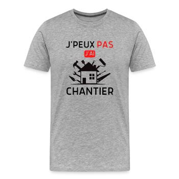 J'ai chantier 1 - T-shirt bio Premium Homme - gris chiné - Devant - Damien (186cm)