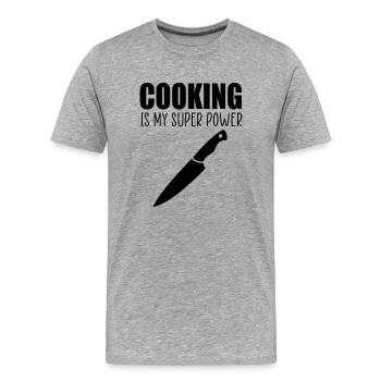 Kochen lustiges Zitat - Männer Premium Bio T-Shirt - Grau meliert - Vorne - Damien (186cm)