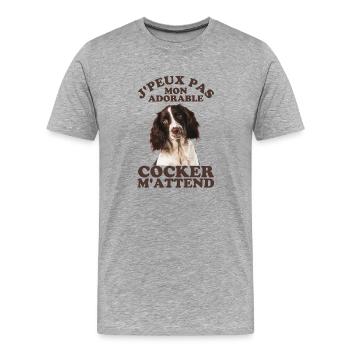 Mon adorable chien cocker - T-shirt bio Premium Homme - gris chiné - Devant - Damien (186cm)