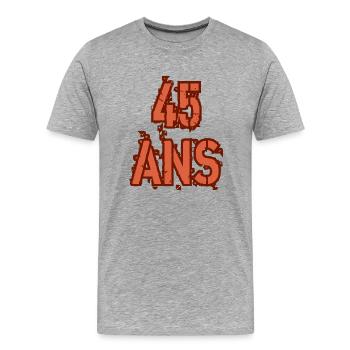 45 ANS - T-shirt bio Premium Homme - gris chiné - Devant - Damien (186cm)