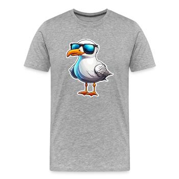 Seagull / Animal / Harbour / Bird / Sea / Water - Men's Premium Organic T-Shirt - heather grey - Front - Damien (186cm)