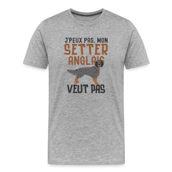 Setter anglais chien de race chien doux - T-shirt bio Premium Homme - gris chiné - Devant - Damien (186cm)