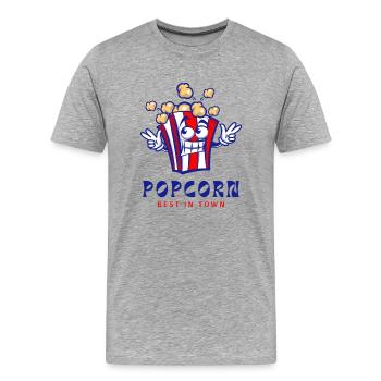 Popcorn Best in Town - Männer Premium Bio T-Shirt - Grau meliert - Vorne - Damien (186cm)