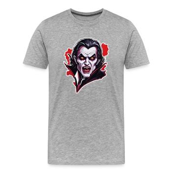 Vampire / Dracula / Suceur de sang / Halloween / Mythe - T-shirt bio Premium Homme - gris chiné - Devant - Damien (186cm)