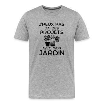 Humour jardinage jardin - T-shirt bio Premium Homme - gris chiné - Devant - Damien (186cm)