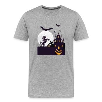 Dein Halloween Einhorn shirt Halloween Geschenk - Männer Premium Bio T-Shirt - Grau meliert - Vorne - Damien (186cm)