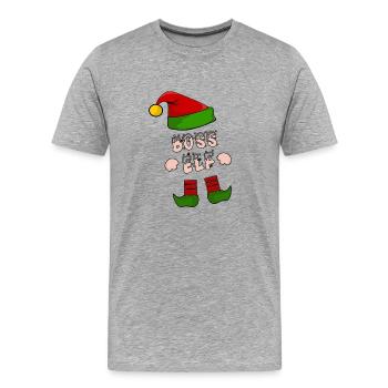 patron; Chef de cuisine; onze; elfe; Cadeau de Noël d'Elf - T-shirt bio Premium Homme - gris chiné - Devant - Damien (186cm)