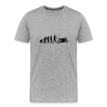 Die Evolution der Menschheit ist das Motorrad - Männer Premium Bio T-Shirt - Grau meliert - Vorne - Damien (186cm)