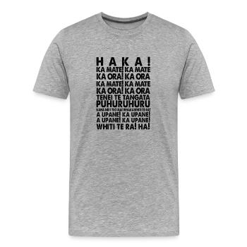 HAKA MAORI RUGBY All Blacks Neuseeland Geschenk - Männer Premium Bio T-Shirt - Grau meliert - Vorne - Damien (186cm)