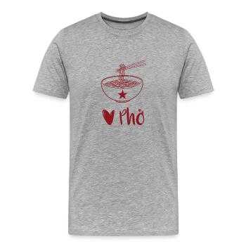 Amour Pho - T-shirt bio Premium Homme - gris chiné - Devant - Damien (186cm)