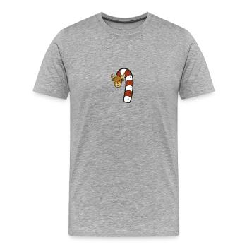 Visage de renne Candy Cane Rudolf Rednosed Christmas - T-shirt bio Premium Homme - gris chiné - Devant - Damien (186cm)