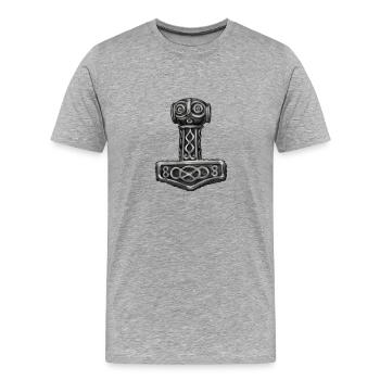 Thor Marteau Mjolnir Mjolnir - T-shirt bio Premium Homme - gris chiné - Devant - Damien (186cm)