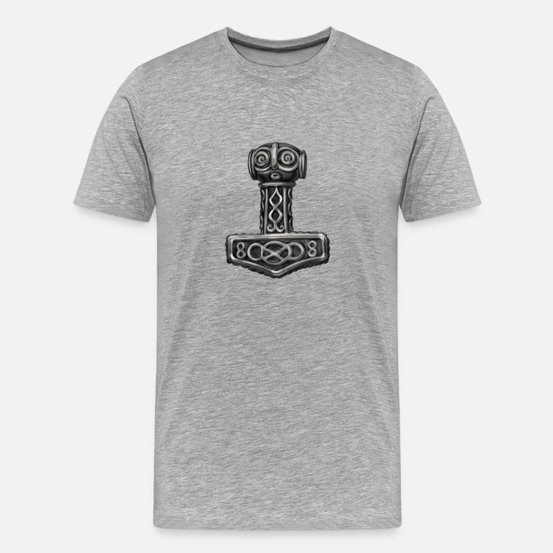 Thor Hammer Mjölnir Mjolnir - Männer Premium Bio T-Shirt - Grau meliert