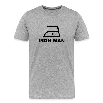 Bügeleisen Iron man hausmann - Männer Premium Bio T-Shirt - Grau meliert - Vorne - Damien (186cm)