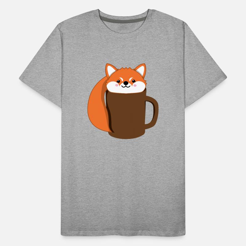 Fuchs - Kaffee - Tase - Comicstyle - Geschenk Männer Premium Bio T-Shirt