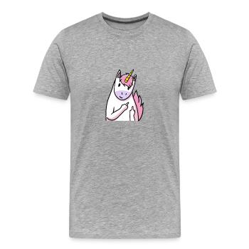 médius / impertinente Einhorn / cadeaux - T-shirt bio Premium Homme - gris chiné - Devant - Damien (186cm)