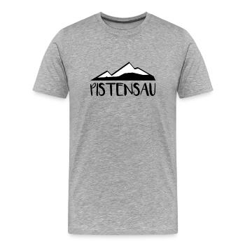 Pistesau, winter holidays, skiing, skiers - Men's Premium Organic T-Shirt - heather grey - Front - Damien (186cm)