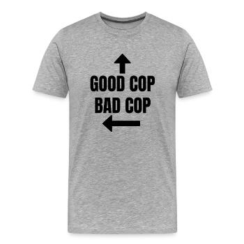 Bon Cop Bad Cop Fun Fun Police - T-shirt bio Premium Homme - gris chiné - Devant - Damien (186cm)