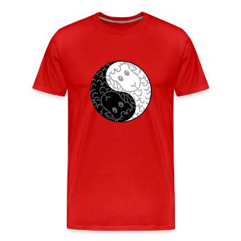 Yin Yang moutons chinois Tai Chi symbole cool graphique - T-shirt bio Premium Homme - rouge - Devant - Damien (186cm)