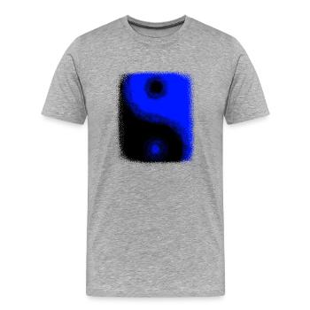 Yin Yang Noir Bleu Lumière et Sombre Balance Pun - T-shirt bio Premium Homme - gris chiné - Devant - Damien (186cm)