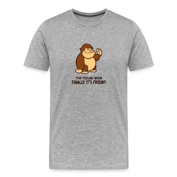 TGIF Chemise | Gorille drôle | Finalement c'est vendredi - T-shirt bio Premium Homme - gris chiné - Devant - Damien (186cm)