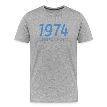 Legendär seit 1974 - Männer Premium Bio T-Shirt - Grau meliert - Vorne - Damien (186cm)
