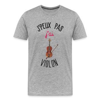 Ich kann keine Geige haben - Männer Premium Bio T-Shirt - Grau meliert - Vorne - Damien (186cm)