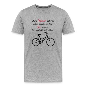 Mein Rad und ich wie Sex. - Männer Premium Bio T-Shirt - Grau meliert - Vorne - Damien (186cm)