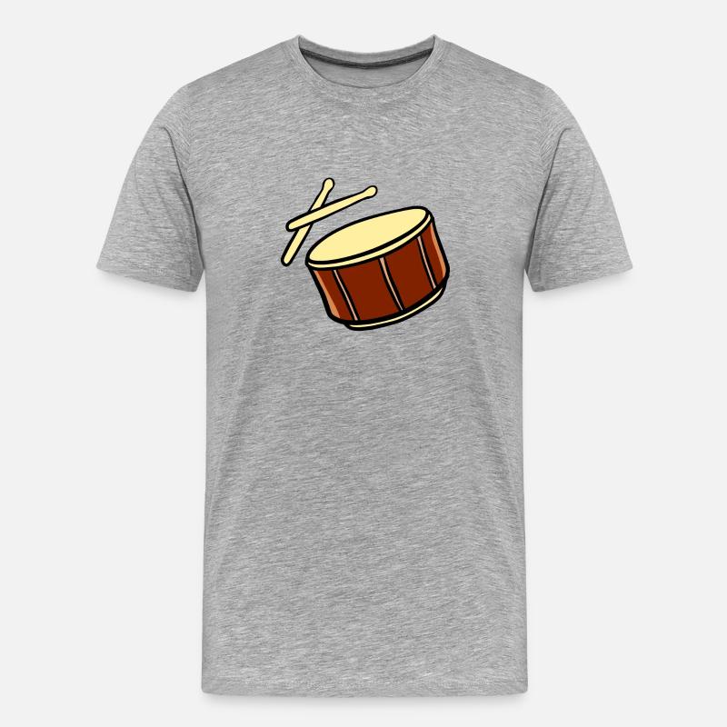 Trommel mit Schläger - Männer Premium Bio T-Shirt - Grau meliert