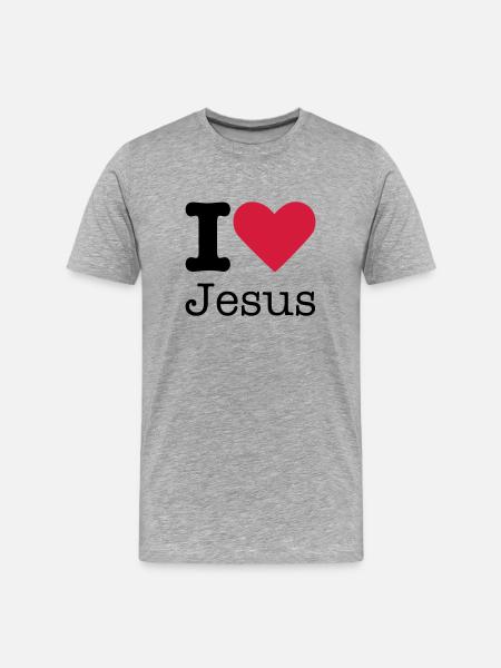 I Love Jesus - Men's Premium Organic T-Shirt - heather grey