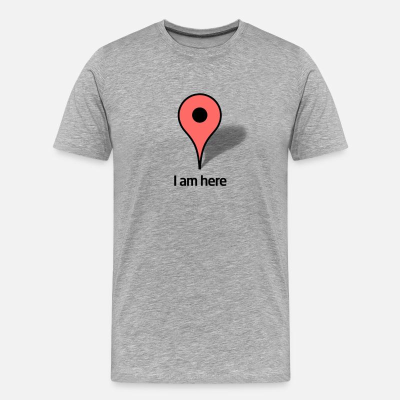 Google Map Marker - Männer Premium Bio T-Shirt - Grau meliert