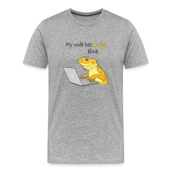 Codage lézard - T-shirt bio Premium Homme - gris chiné - Devant - Damien (186cm)